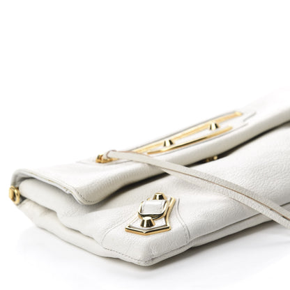Balenciaga Chevre Gold Metallic Edge Hardware Envelope Clutch White 6 of 10
