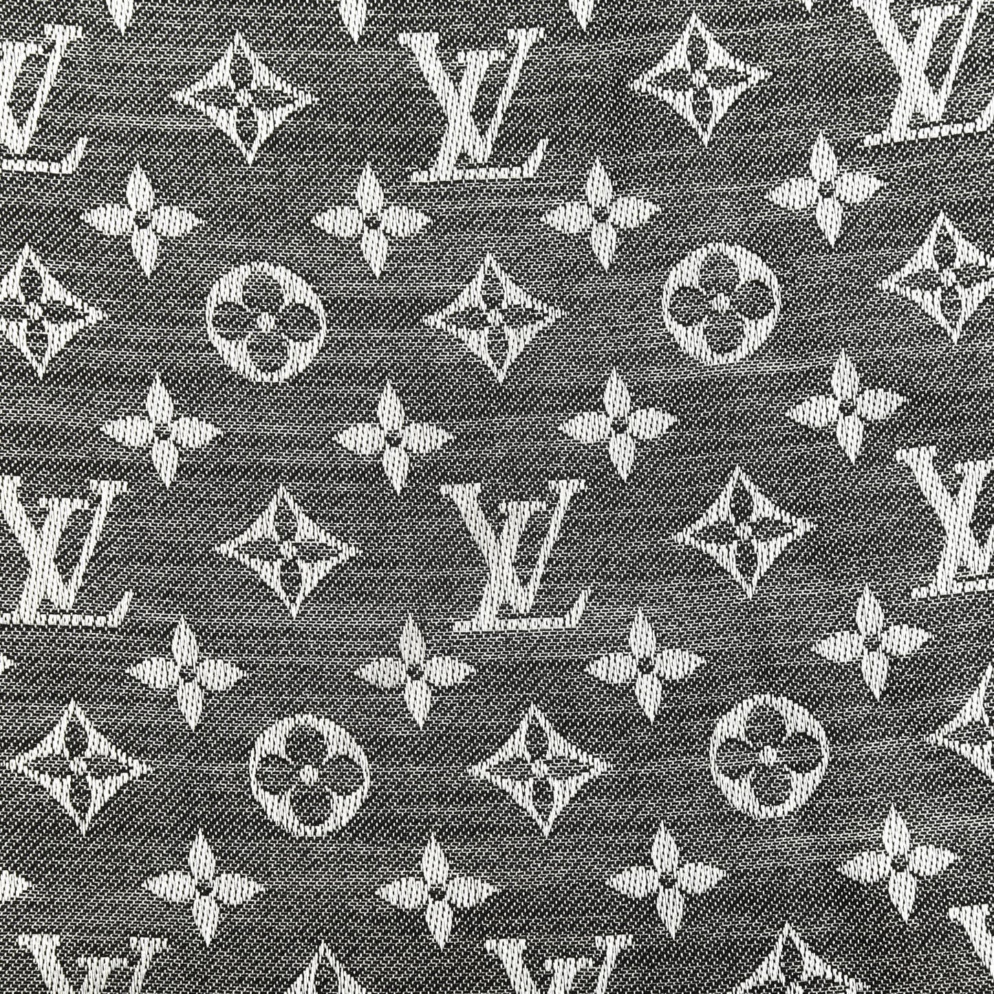 Silk Wool Monogram Denim Shawl Black