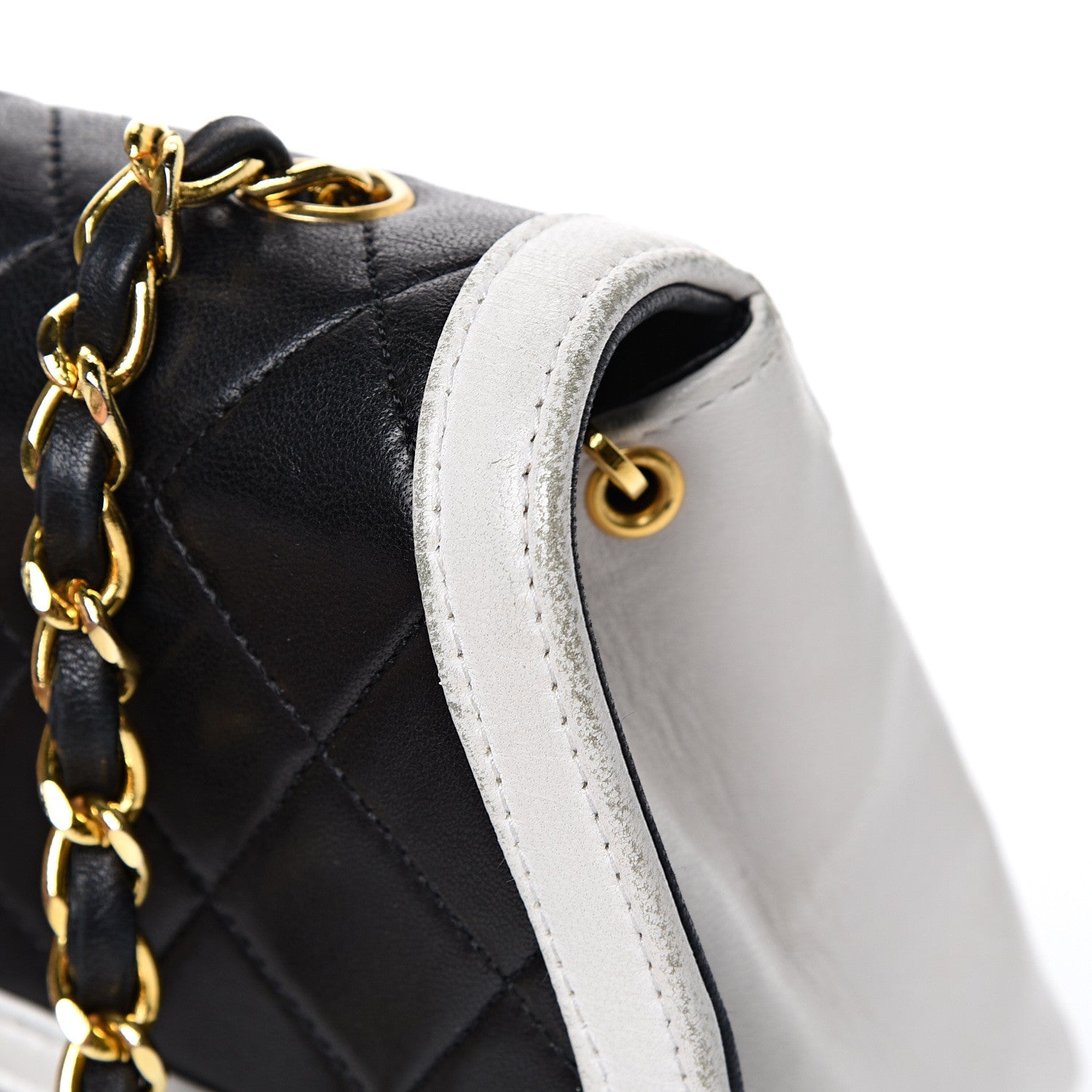 Chanel Lambskin Quilted Single Flap White Black 16 of 18