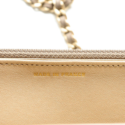 Chanel Lambskin Camellia Embossed Wallet on Chain WOC Beige 7 of 8