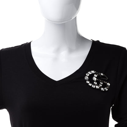 Gucci Metal Crystal Double G Brooch Silver 2 of 5