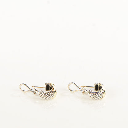 David Yurman Sterling Silver 14K Yellow Gold Huggie Hoop Earrings 3 of 4