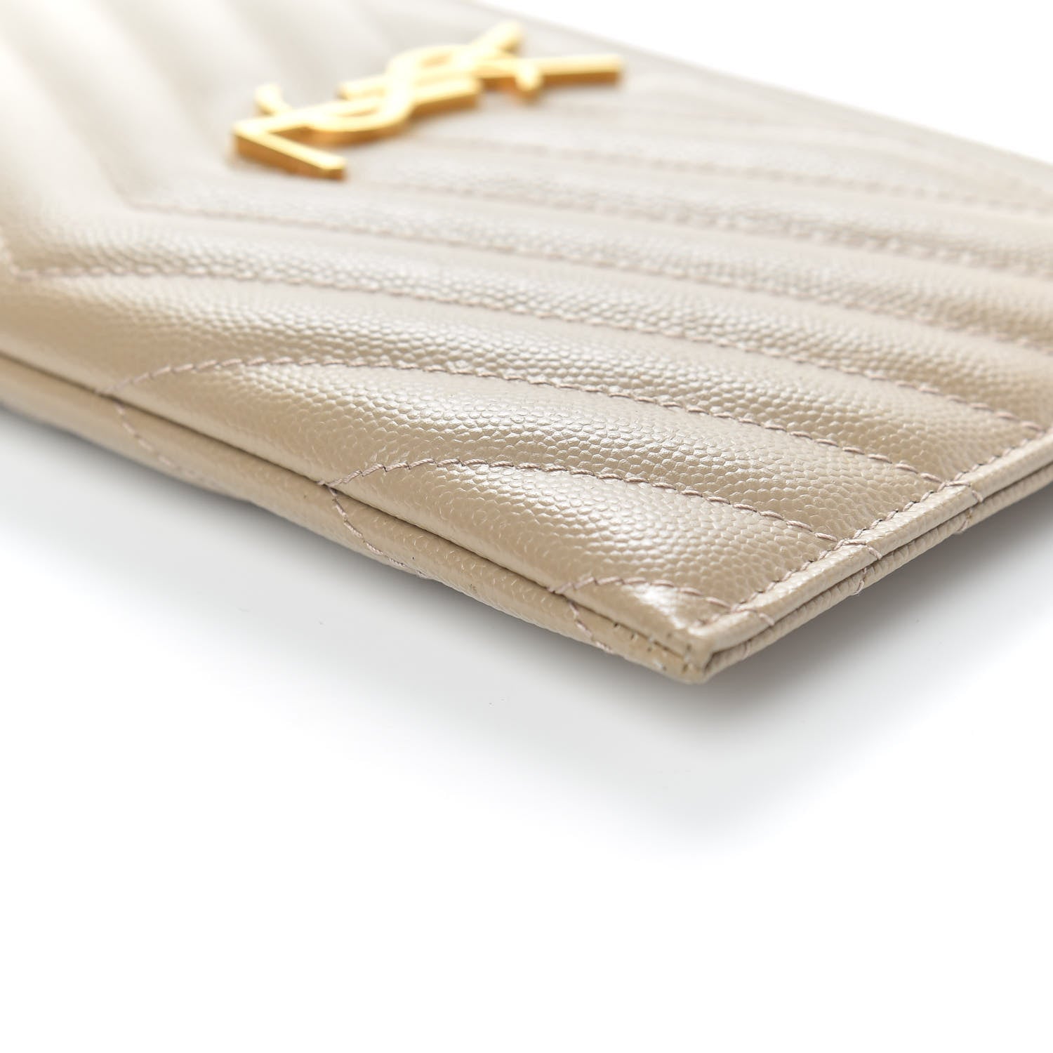 Saint Laurent Grain De Poudre Chevron Monogram Bill Pouch Dune 9 of 10
