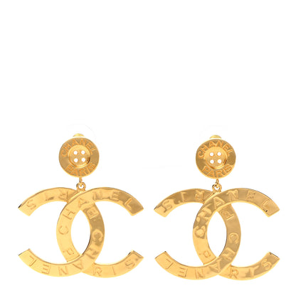 Chanel Metal Large Paris Button Earrings Gold 1 of 5