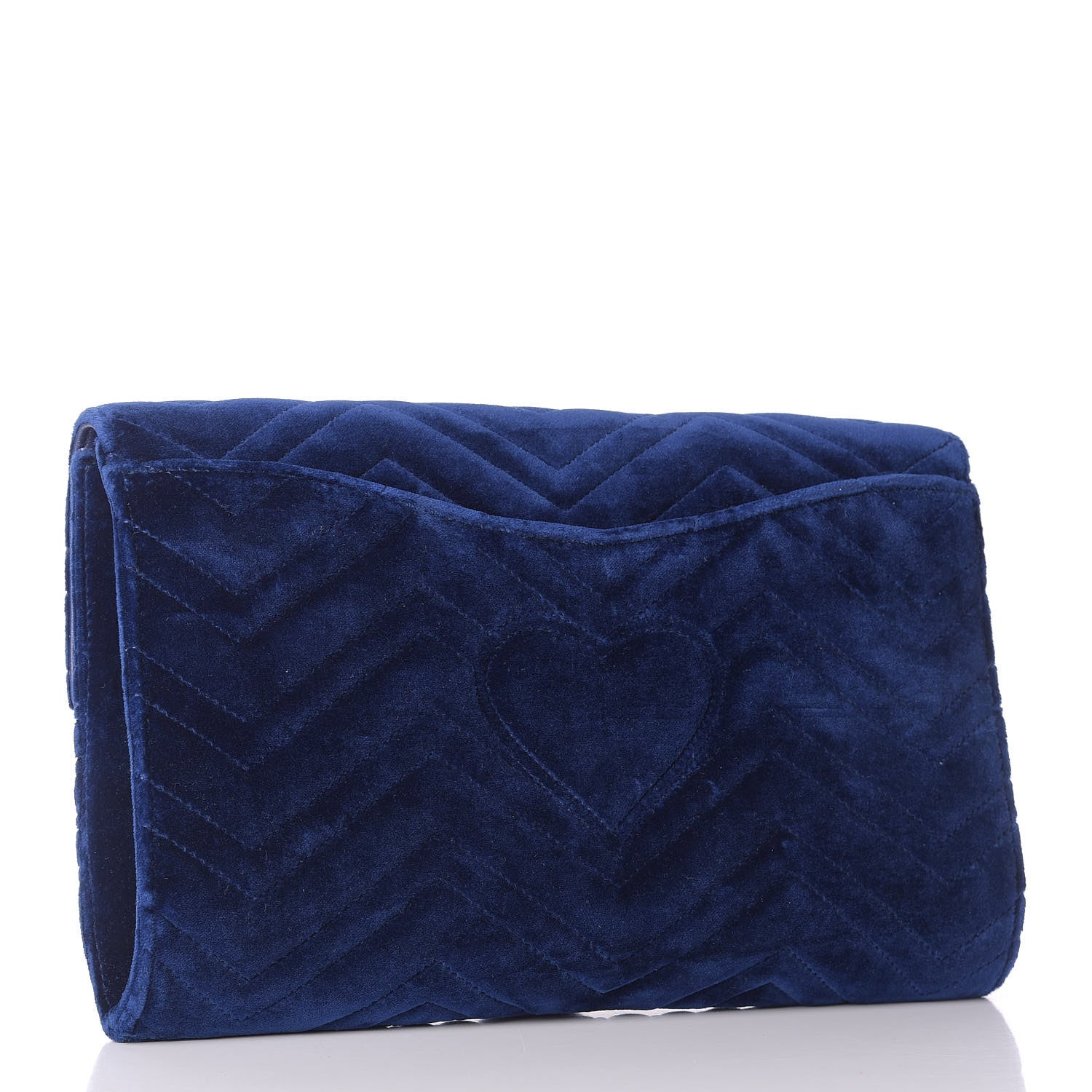 Gucci Velvet Matelasse GG Marmont Clutch Cobalt Blue 3 of 12