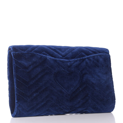 Gucci Velvet Matelasse GG Marmont Clutch Cobalt Blue 3 of 12