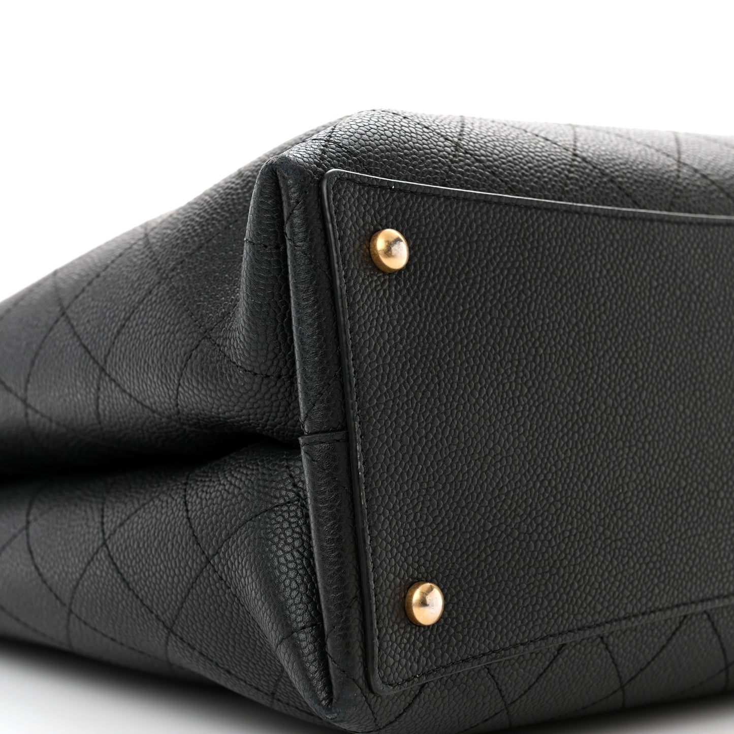 Caviar Stitched Large Shopping Tote Bag Black