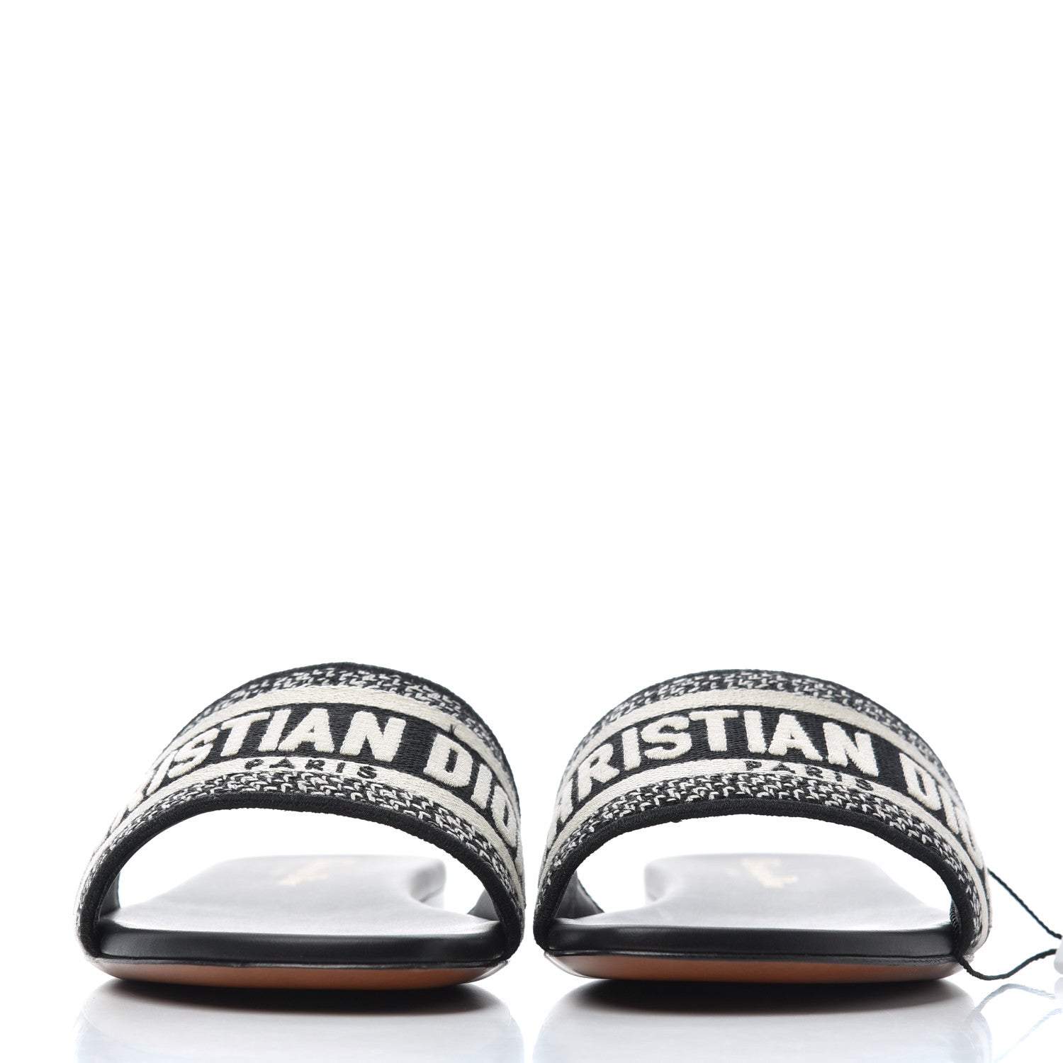 Christian Dior Canvas Embroidered Dway Mules Slide Sandals 36.5 Black 2 of 11