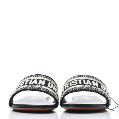 Christian Dior Canvas Embroidered Dway Mules Slide Sandals 36.5 Black 2 of 11
