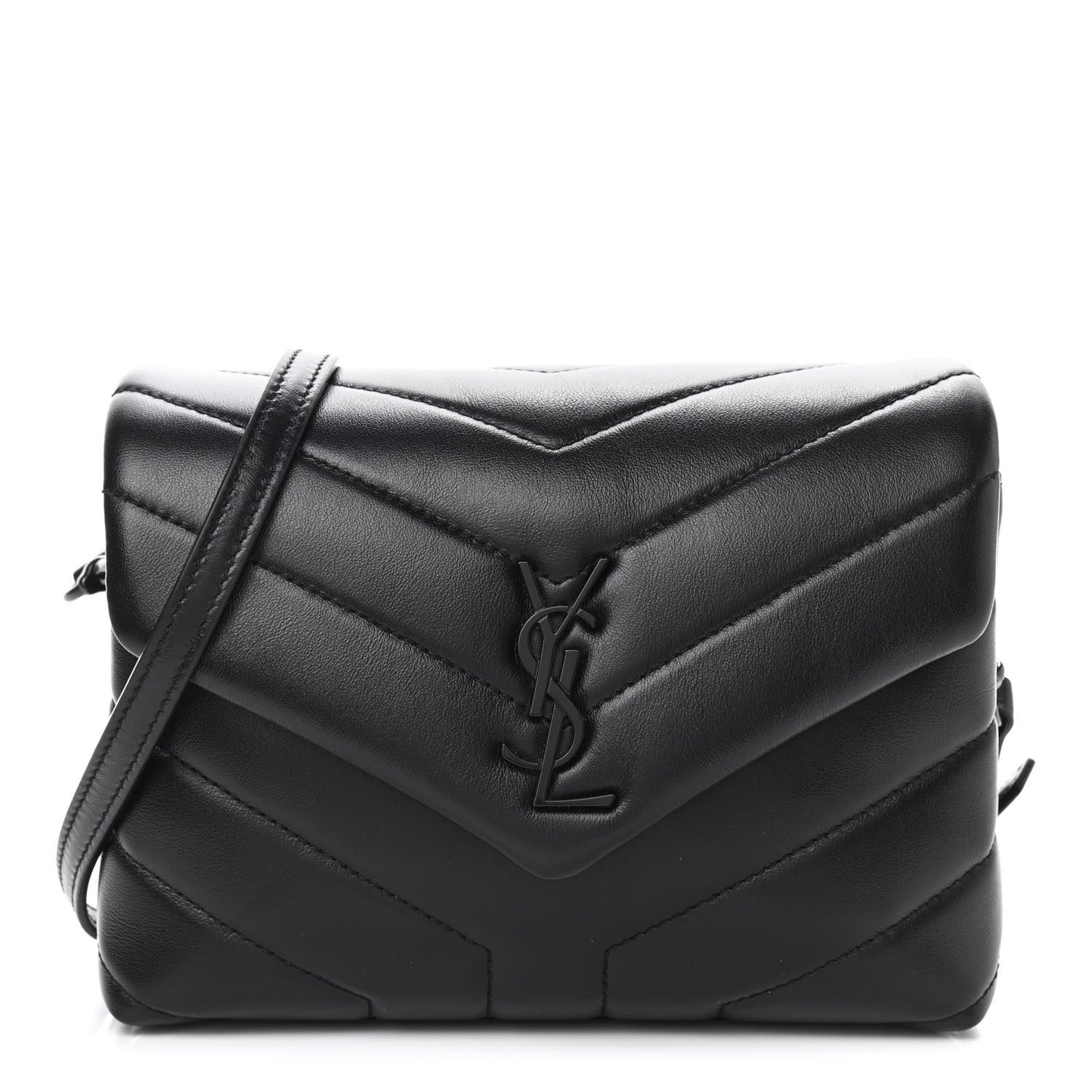 Calfskin Y Quilted Monogram Toy Loulou Crossbody Bag Black