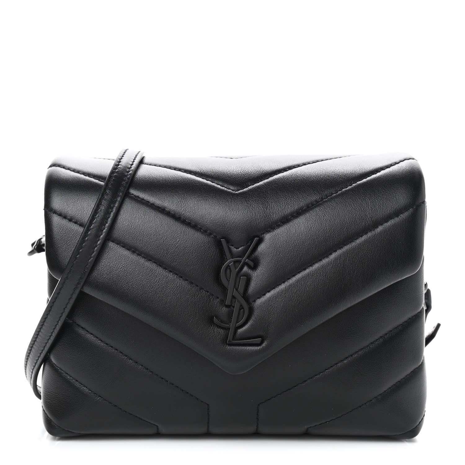 Saint Laurent Calfskin Y Quilted Monogram Toy Loulou Crossbody Bag Black 1 of 7