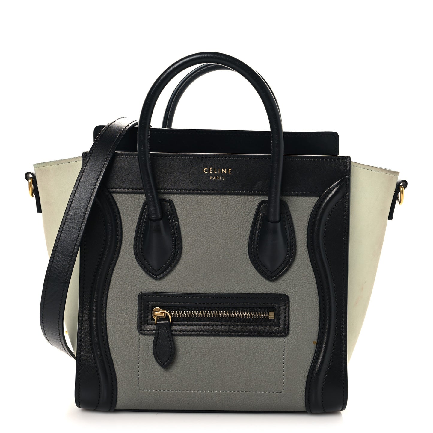 Baby Grained Calfskin Nano Tri-Color Luggage Zinc Almond