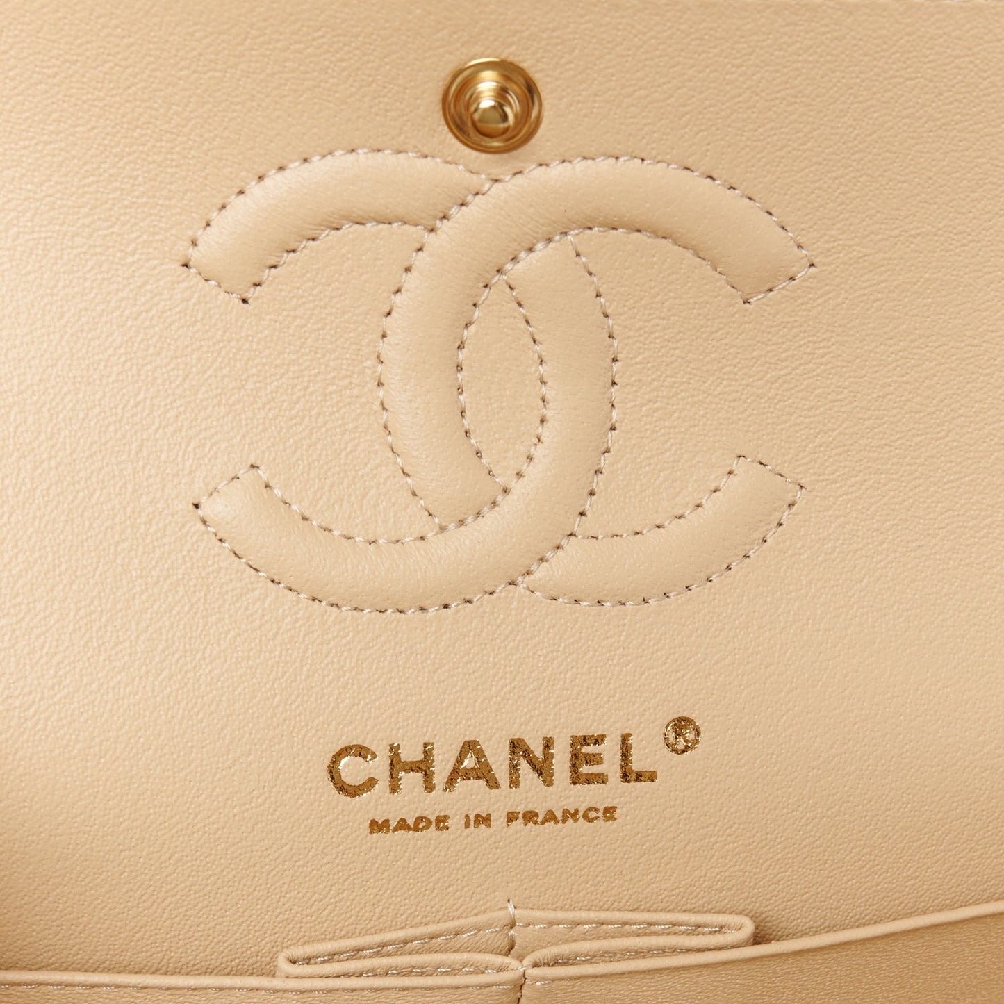 Caviar Quilted Small Double Flap Beige