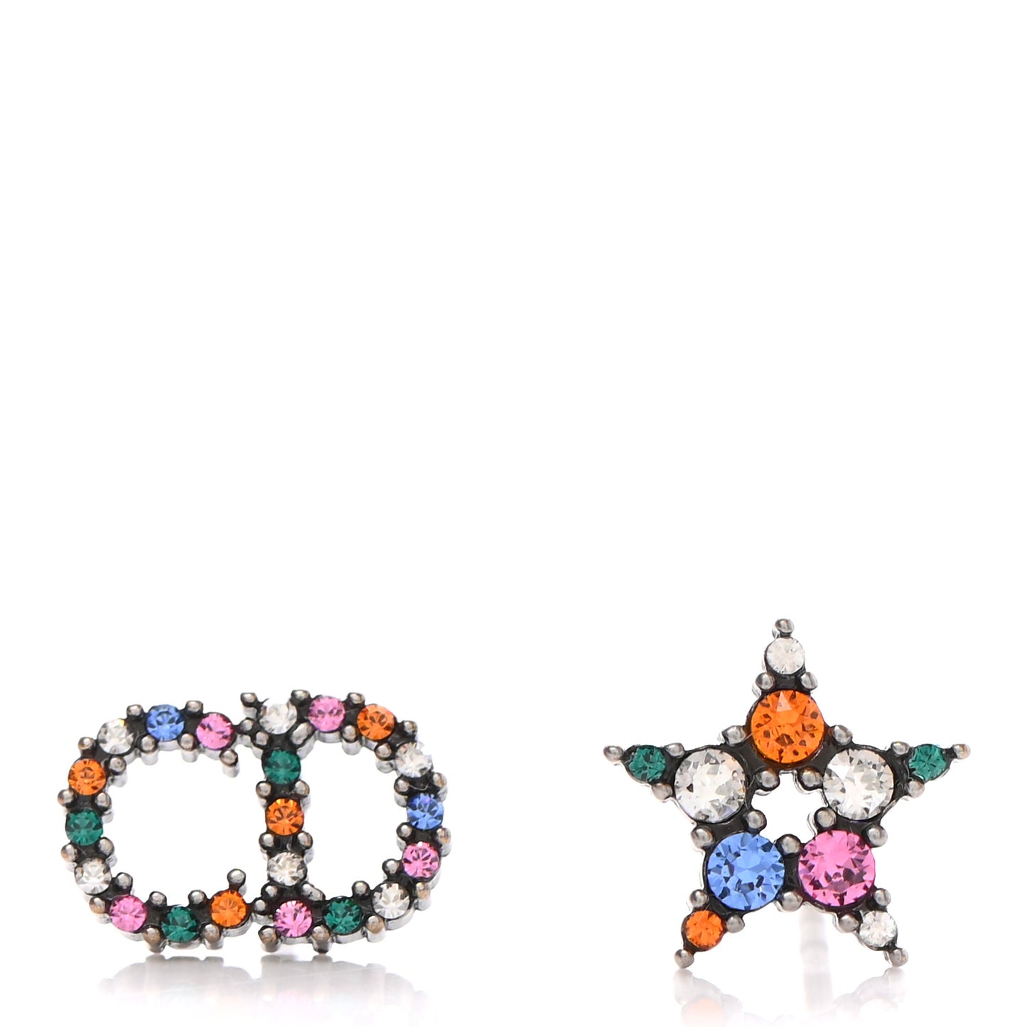 Crystal Mise En Dior Tribal Earrings Multicolor Antique Silver