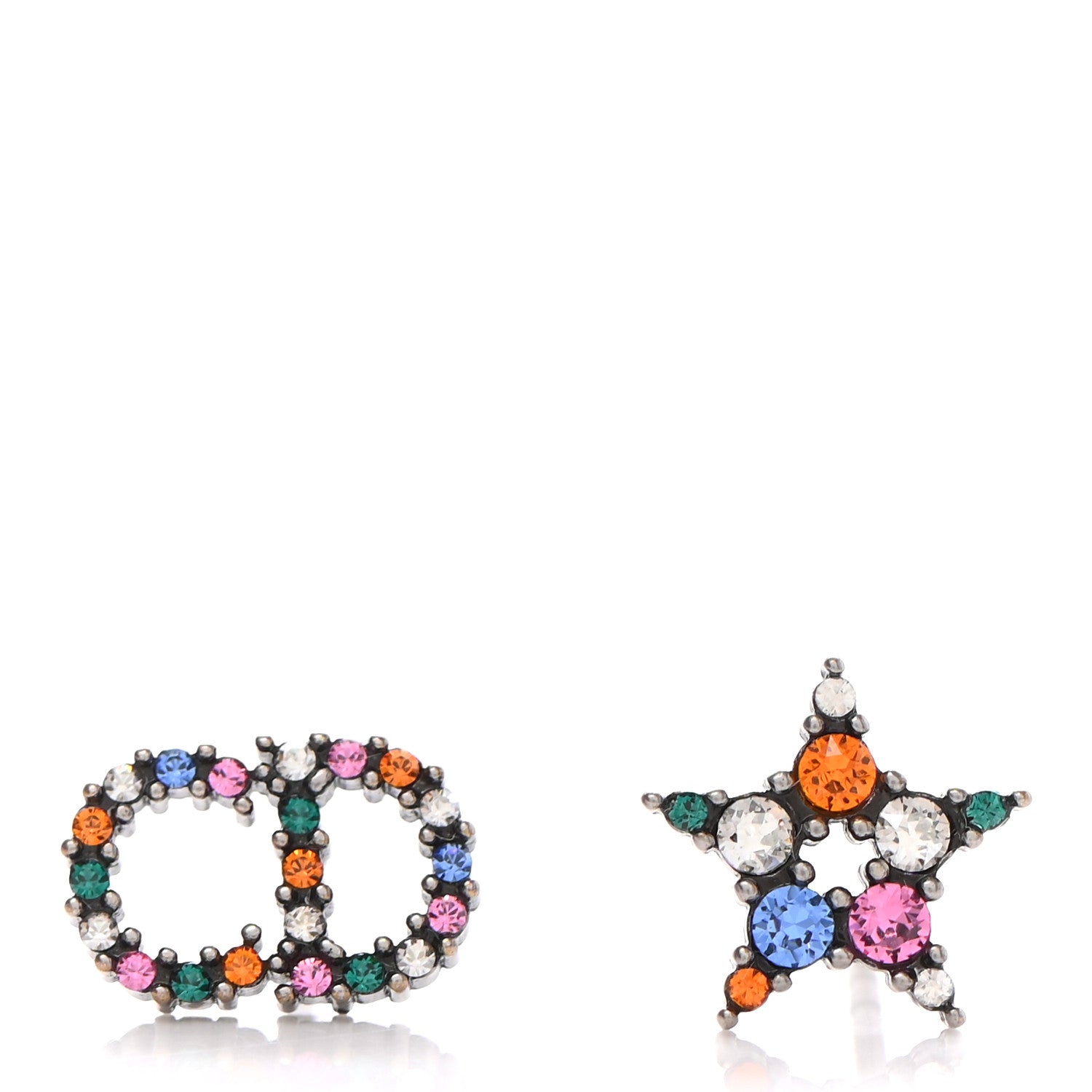 Christian Dior Crystal Mise En Dior Tribal Earrings Multicolor Antique Silver 3 of 6