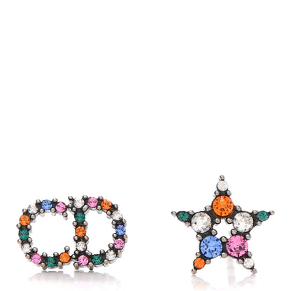 Christian Dior Crystal Mise En Dior Tribal Earrings Multicolor Antique Silver 3 of 6