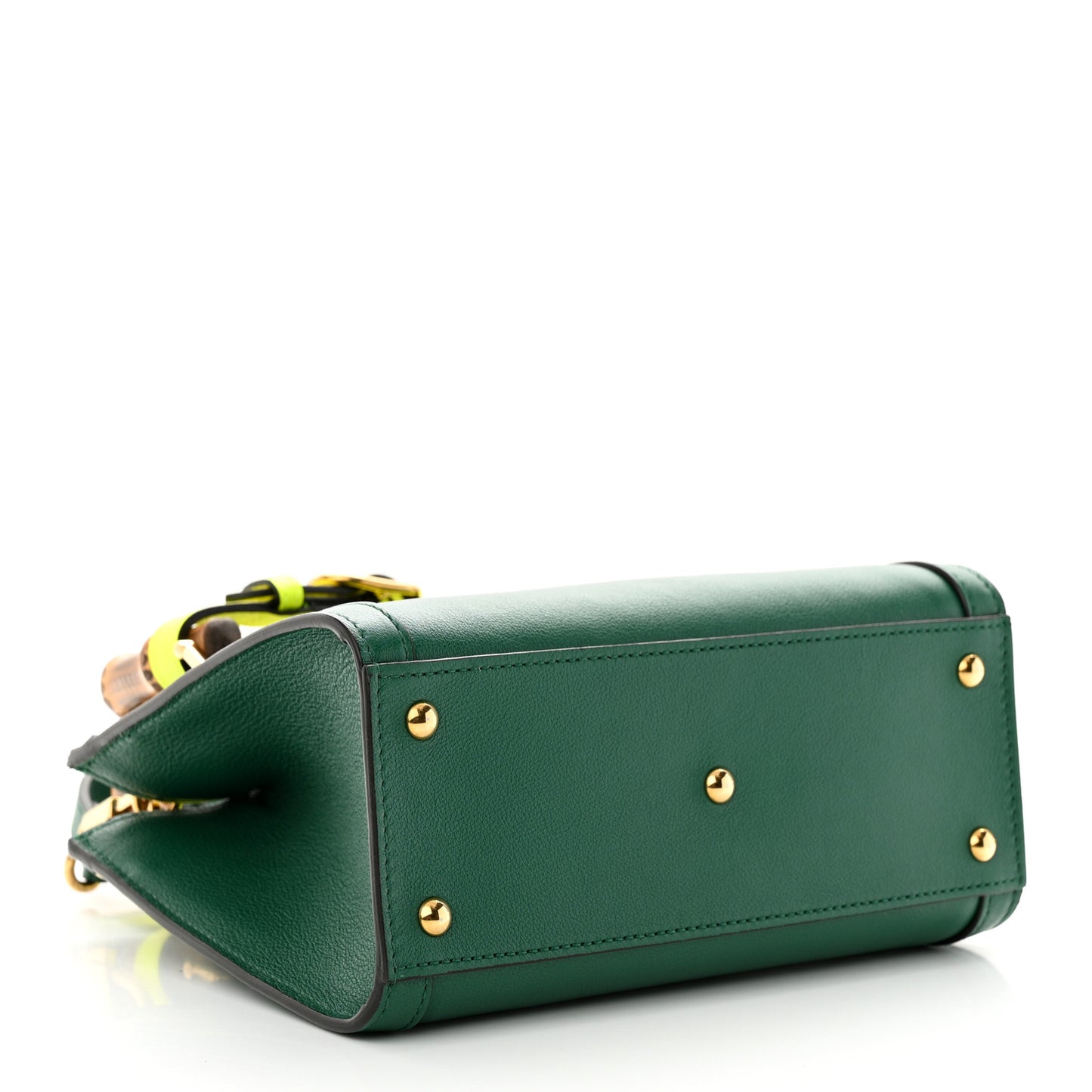 Wonka Grain Calfskin Mini Diana Tote Bag Green Yellow Fluo