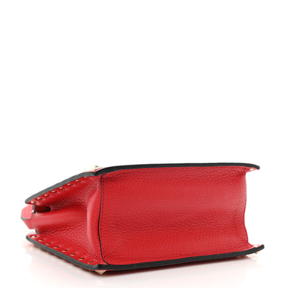 Valentino Garavani Pebbled Calfskin Rockstud Overlay Flap Top Handle Bag Rouge Pur 4 of 9