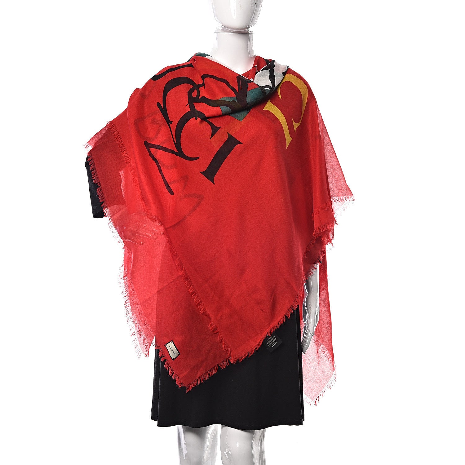 Gucci Modal Silk Coco Capitan Logo Square Scarf Flame 2 of 5