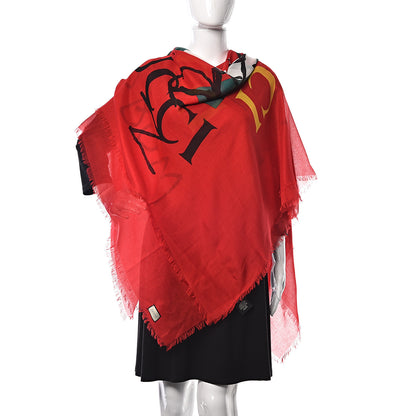 Gucci Modal Silk Coco Capitan Logo Square Scarf Flame 2 of 5