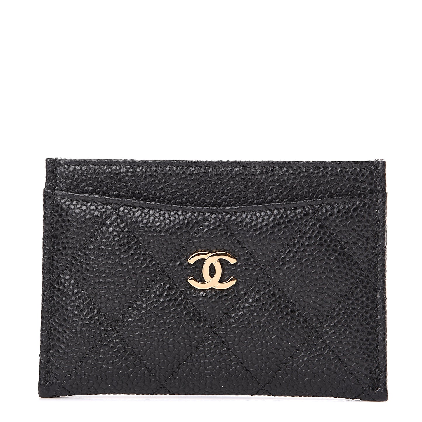 Caviar Quilted Card Holder Black
