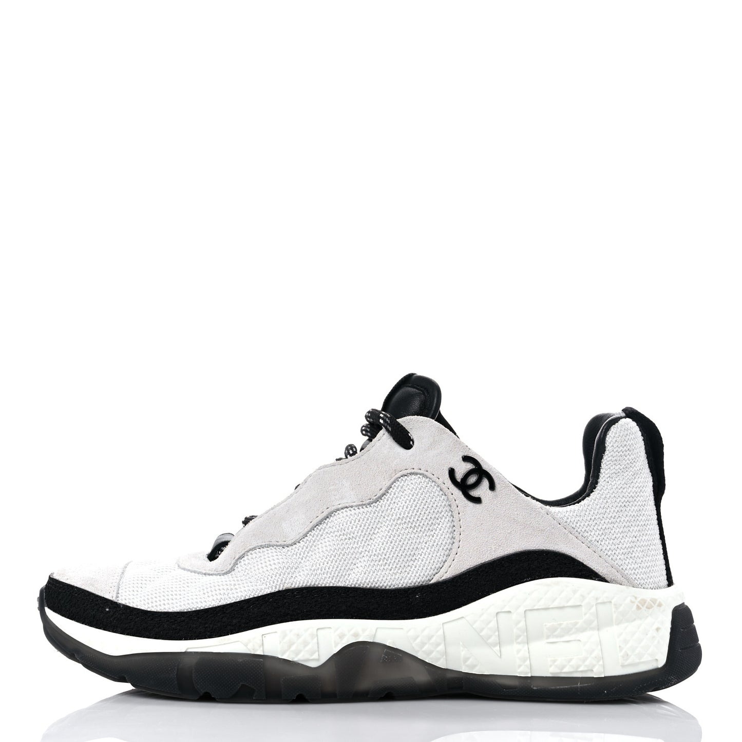 Mesh Suede Calfskin Quilted Sneakers 37.5 White Ivory