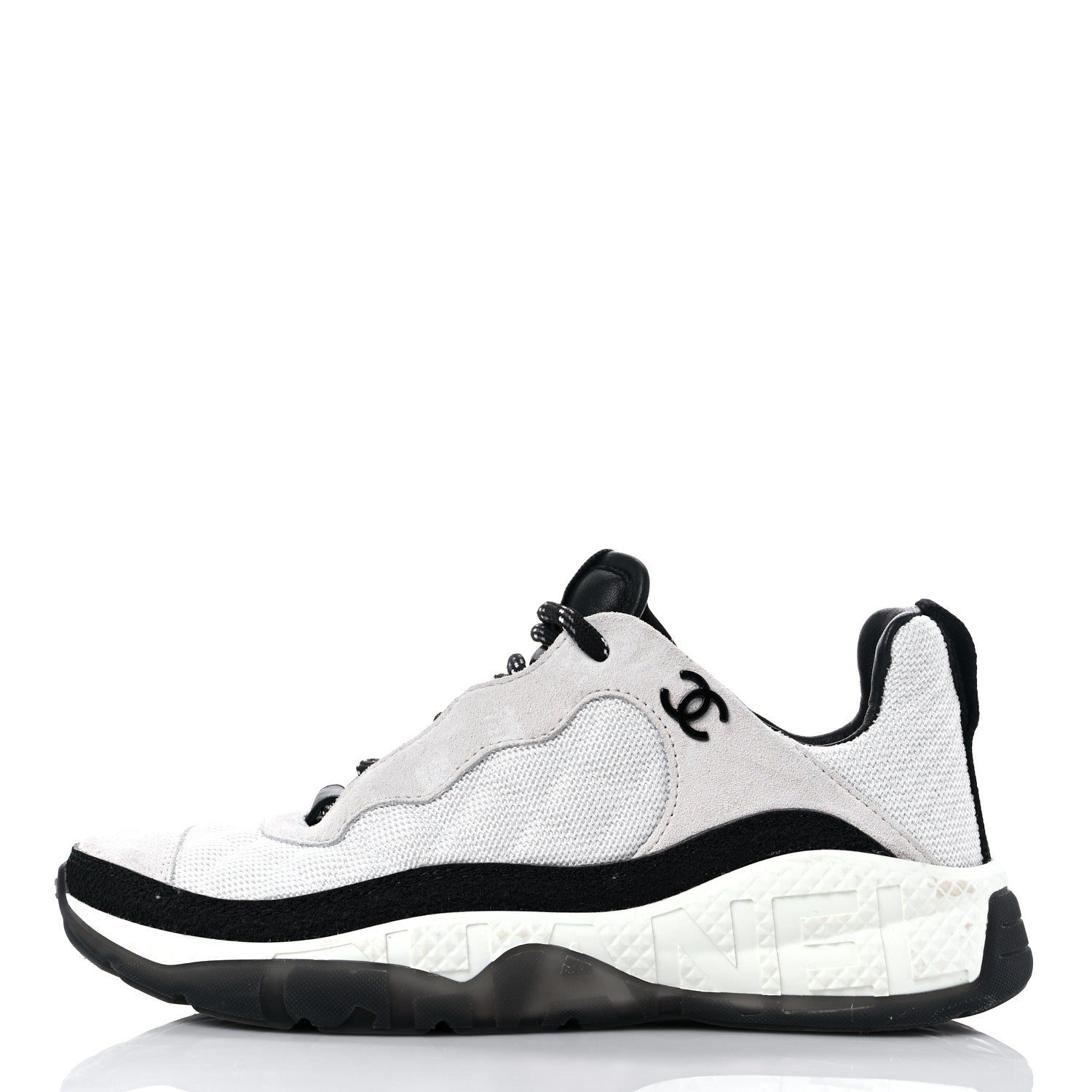Chanel Mesh Suede Calfskin Quilted Sneakers 37.5 White Ivory 1 of 11
