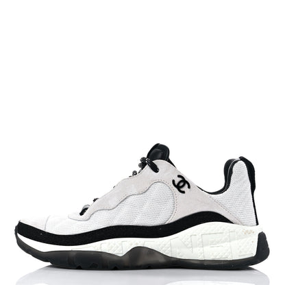 Chanel Mesh Suede Calfskin Quilted Sneakers 37.5 White Ivory 1 of 11