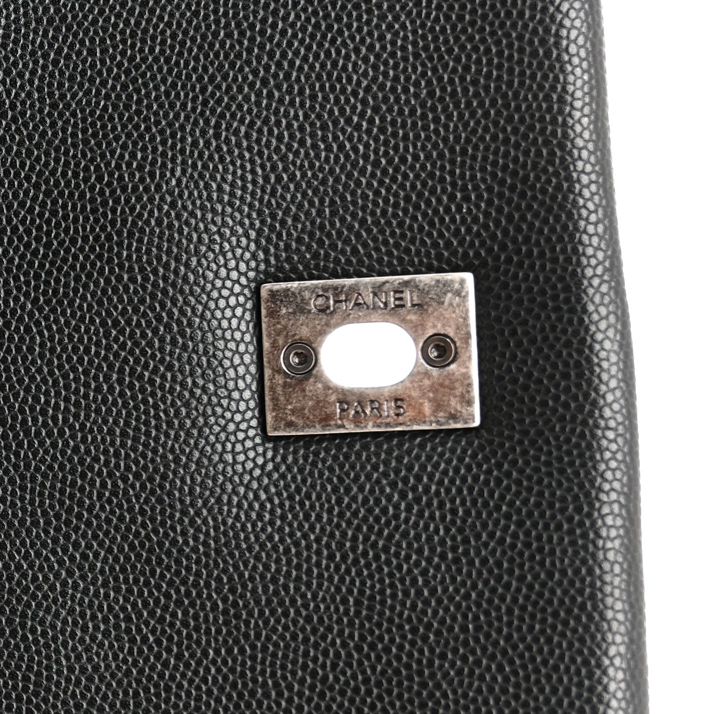 Caviar Lizard Quilted Large Coco Handle Flap Black
