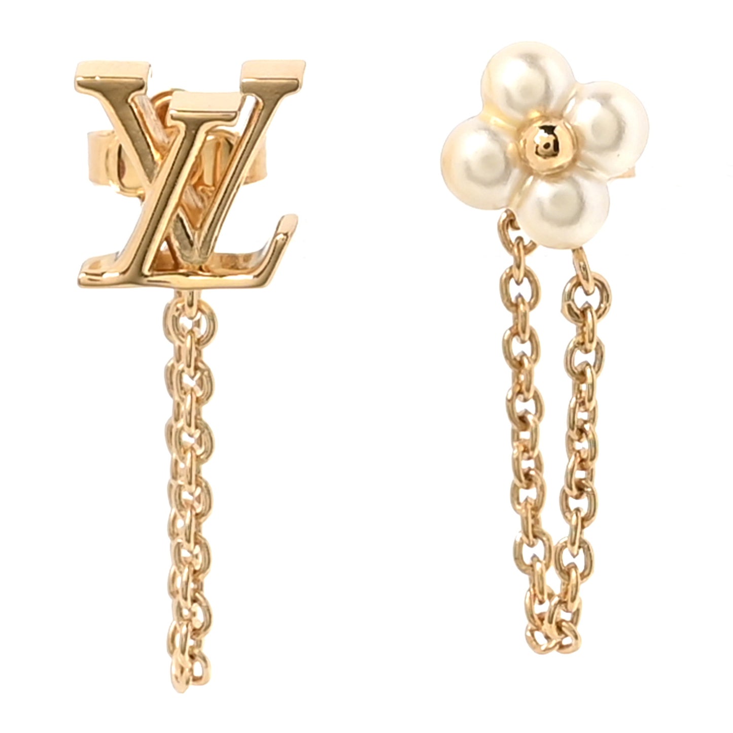 Metal Pearl Floragram Earrings Set of 3