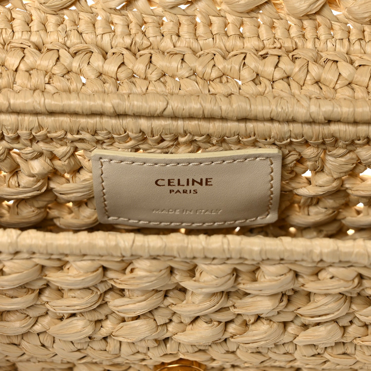 Celine Raffia Effect Claude Chain Shoulder Bag Natural 1478828