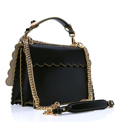 Fendi Vitello Liberty Scalloped Studded Kan I Shoulder Bag Black 2 of 4