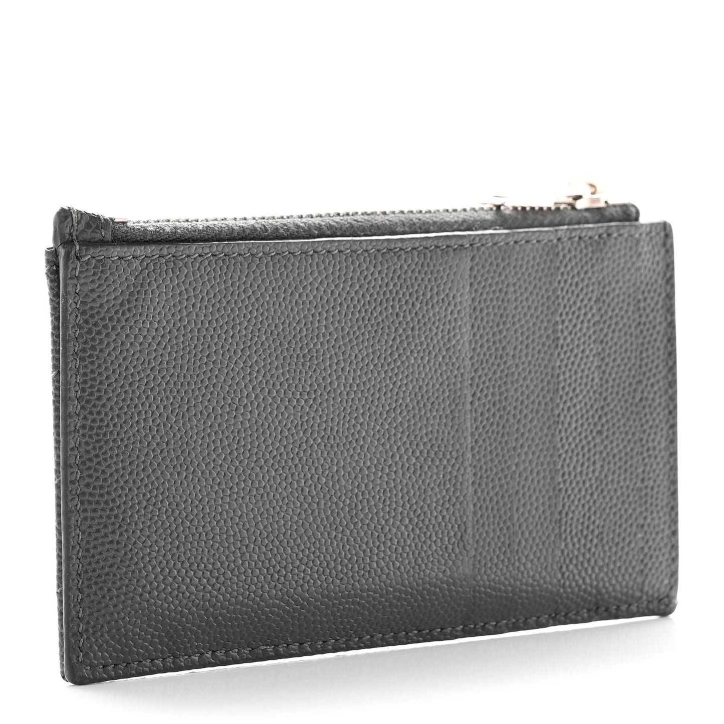 Grain De Poudre Matelasse Chevron Monogram Fragments Zippered Card Case Coal