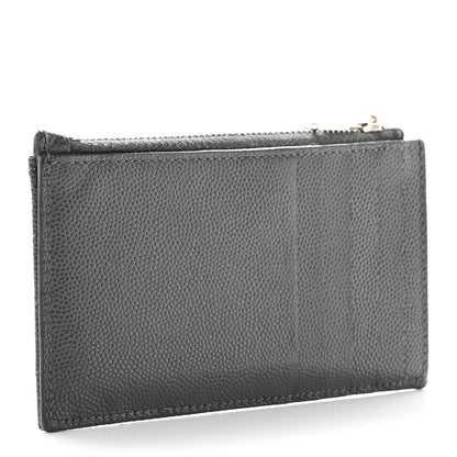 Saint Laurent Grain De Poudre Matelasse Chevron Monogram Fragments Zippered Card Case Coal 3 of 9