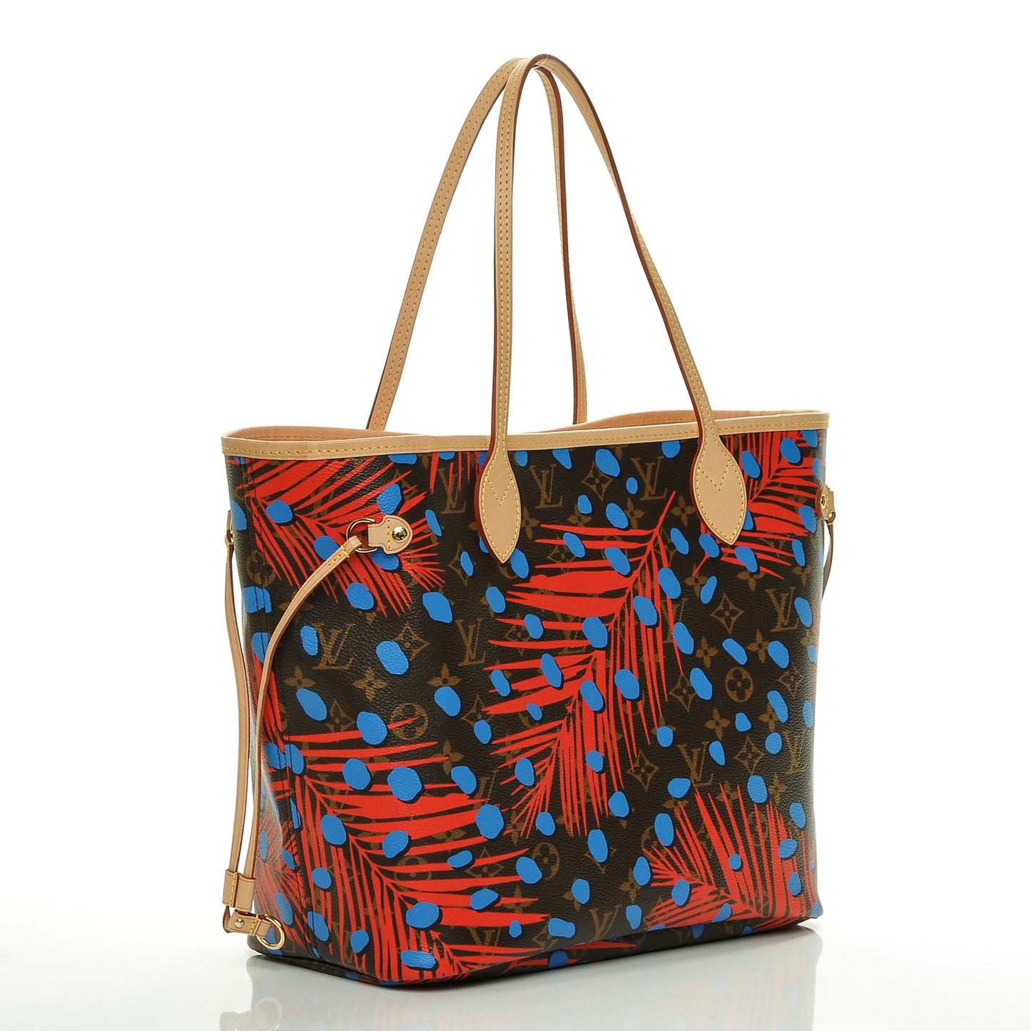 Monogram Jungle Dots Neo Neverfull MM Coquelicot Denim