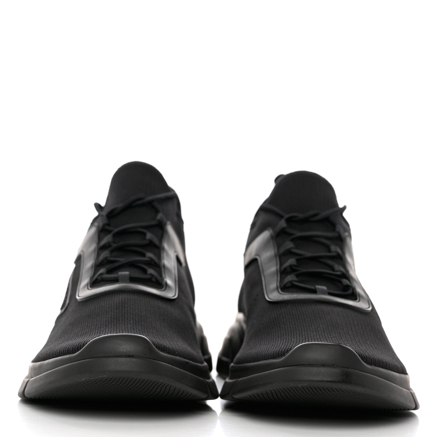 Prada Knit Fabric Logo Mens Running Sneakers 8 Black 2 of 9