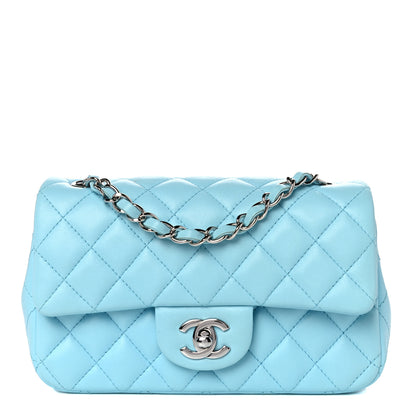 Chanel Lambskin Quilted Mini Rectangular Flap Neon Blue 1 of 15