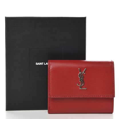 Saint Laurent Calfskin Monogram Compact Wallet Rouge Eros 7 of 7