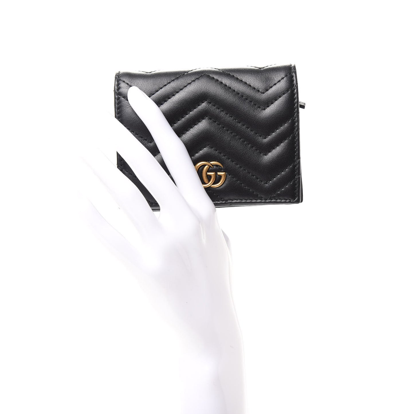 Calfskin Matelasse GG Marmont Card Case Wallet Black