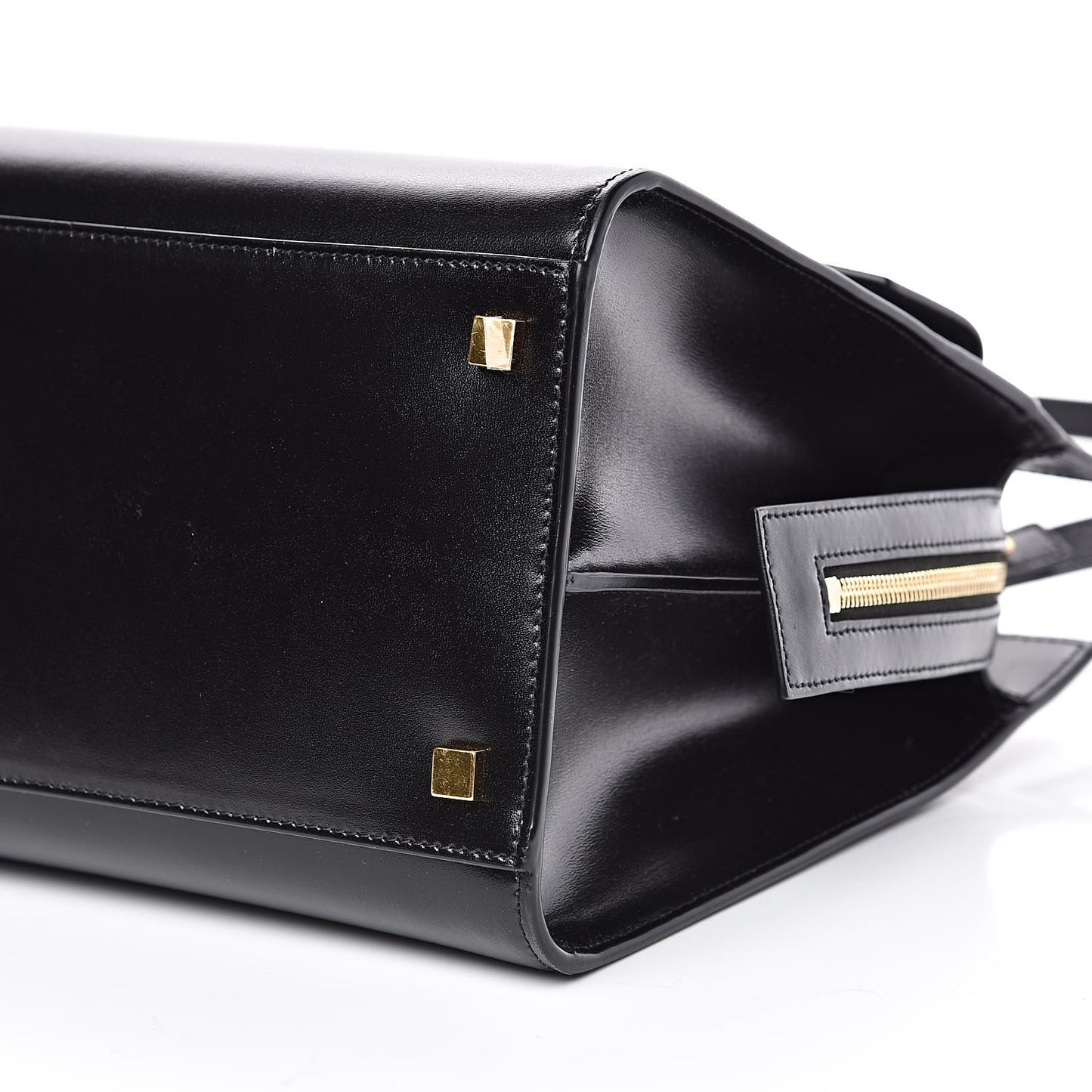 Shiny Calfskin Medium Uptown Tote Black