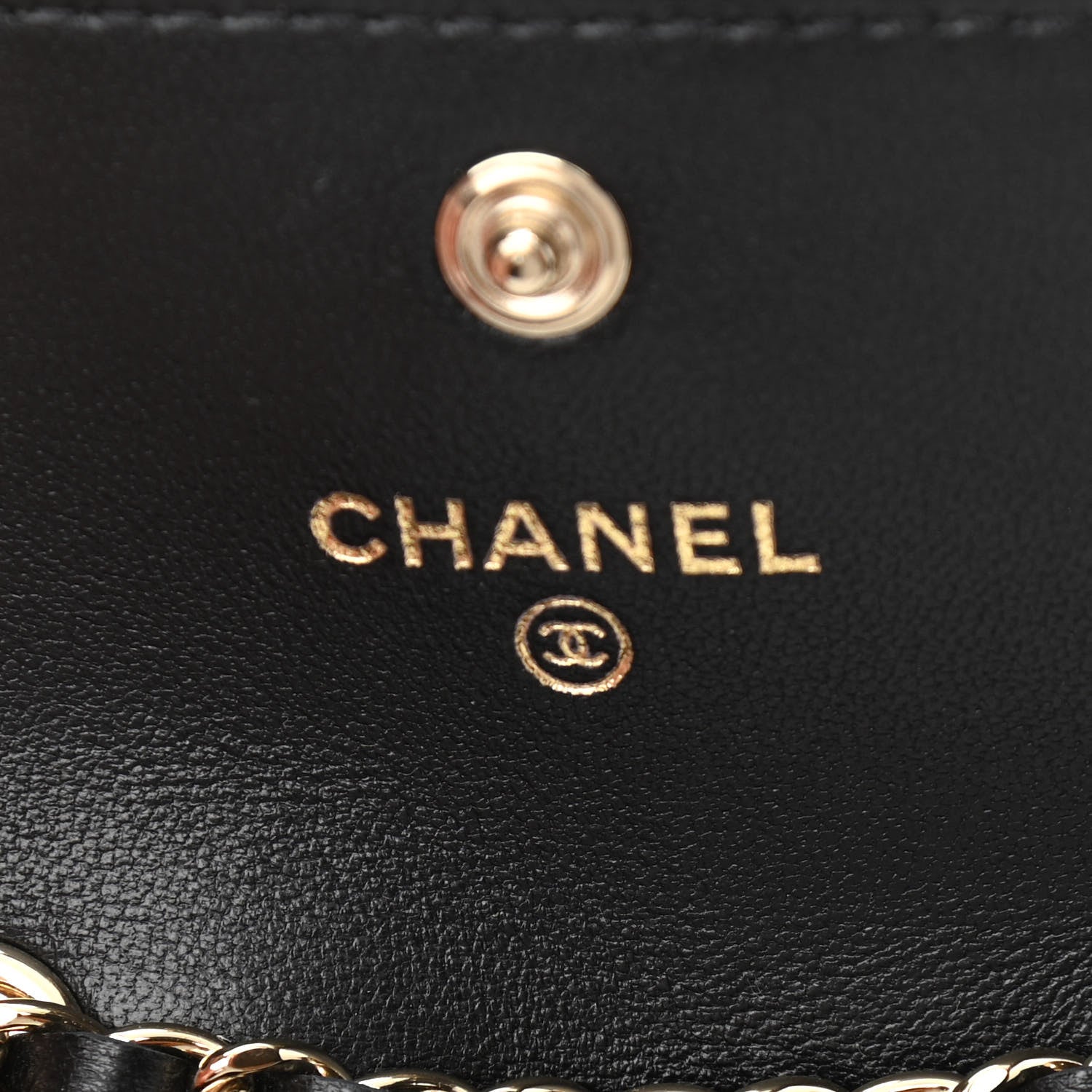 Chanel Lambskin Camellia Embossed Chain Belt Bag Black 6 of 12