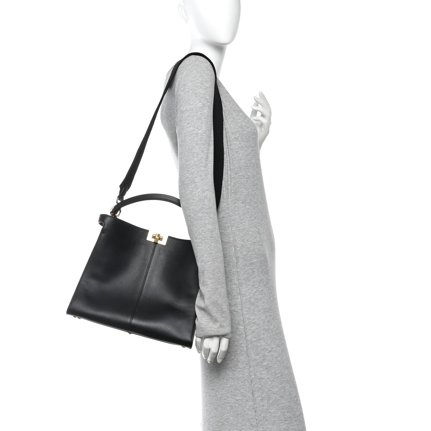 Fendi Vitello Seta Glazed Fabric FF 1974 Medium Peekaboo X-Lite