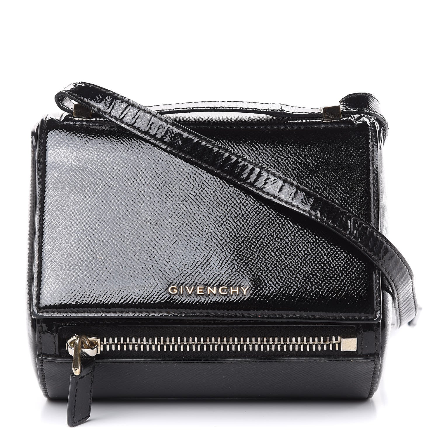 Givenchy Textured Patent Calfskin Mini Pandora Box Crossbody Bag Black 1 of 16