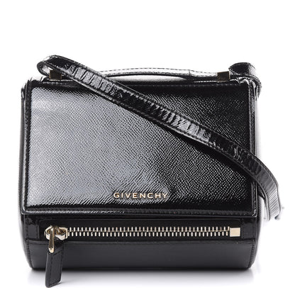 Givenchy Textured Patent Calfskin Mini Pandora Box Crossbody Bag Black 1 of 16
