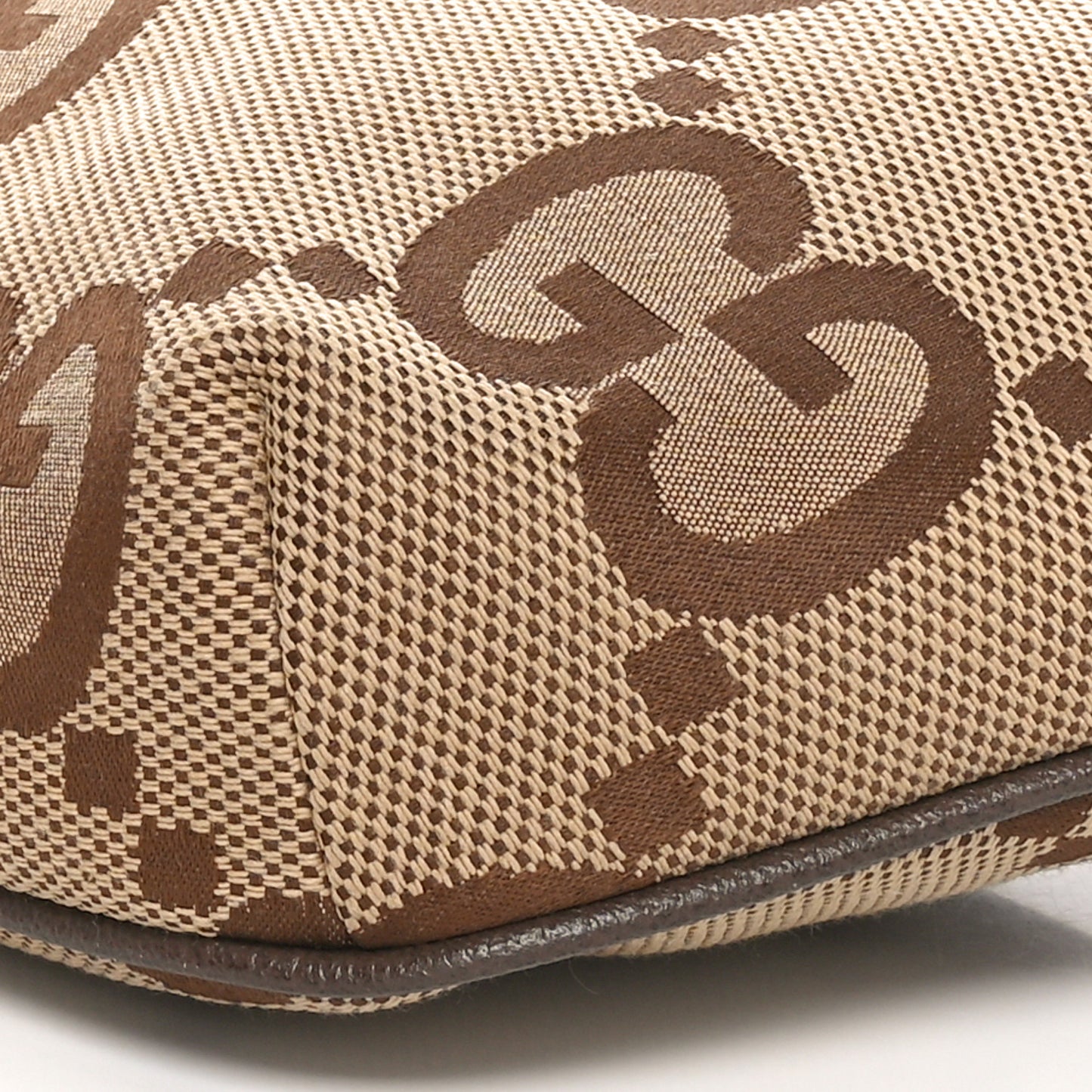 Monogram Jumbo GG Textured Dollar Calfskin Web Belt Bag Camel Ebony New Acero