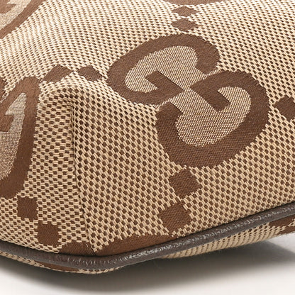 Gucci Monogram Jumbo GG Textured Dollar Calfskin Web Belt Bag Camel Ebony New Acero 10 of 10