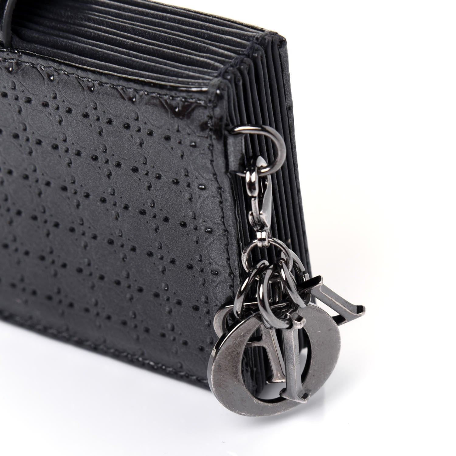 Christian Dior Metallic Patent Micro-Cannage Lady Dior 5-Gusset Card Holder Onyx Black 12 of 12