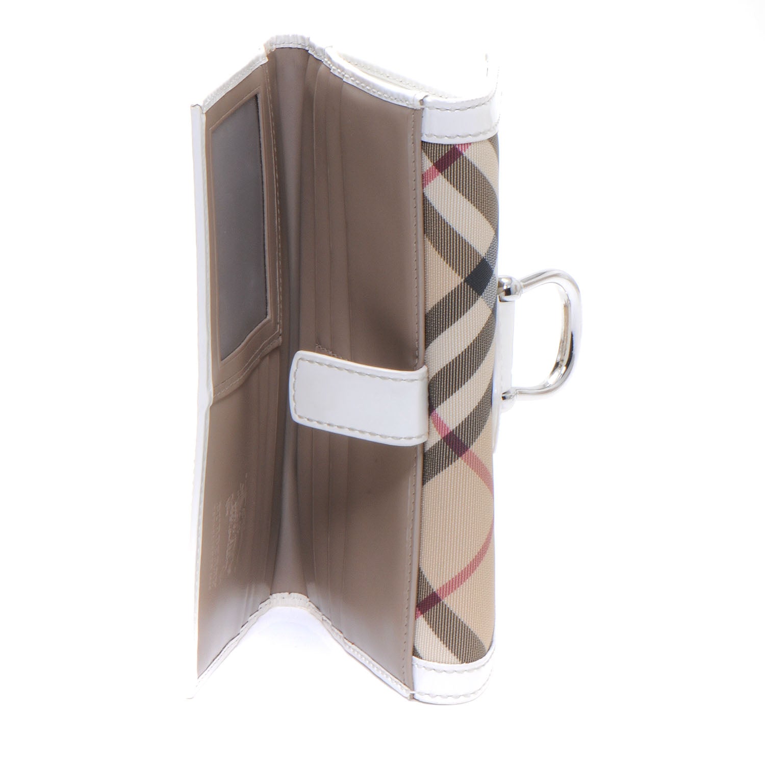 Burberry Leather Trim Nova Check Wallet White 8 of 9