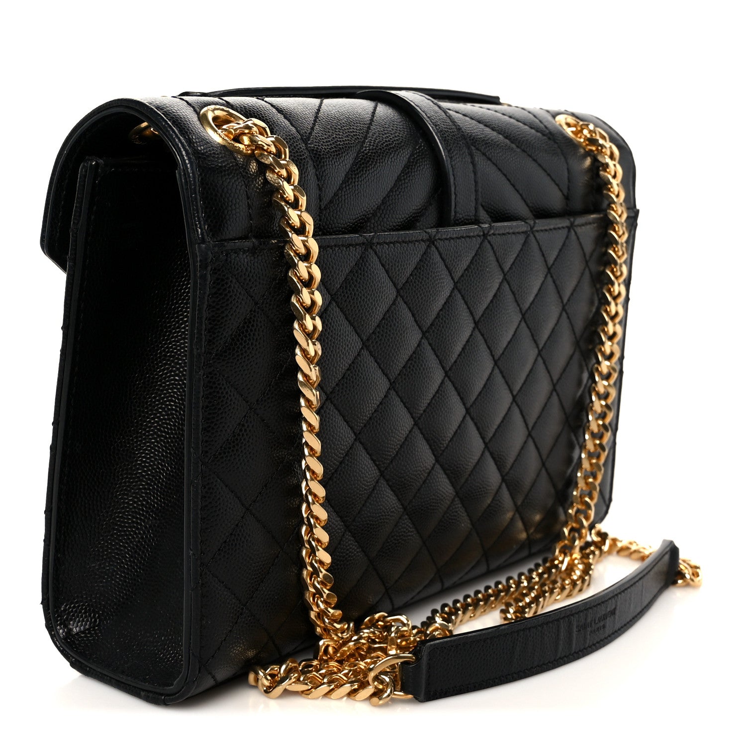 Saint Laurent Grain De Poudre Textured Mixed Matelasse Triquilt Medium Monogram Satchel Black 3 of 11