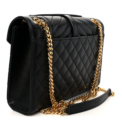 Saint Laurent Grain De Poudre Textured Mixed Matelasse Triquilt Medium Monogram Satchel Black 3 of 11